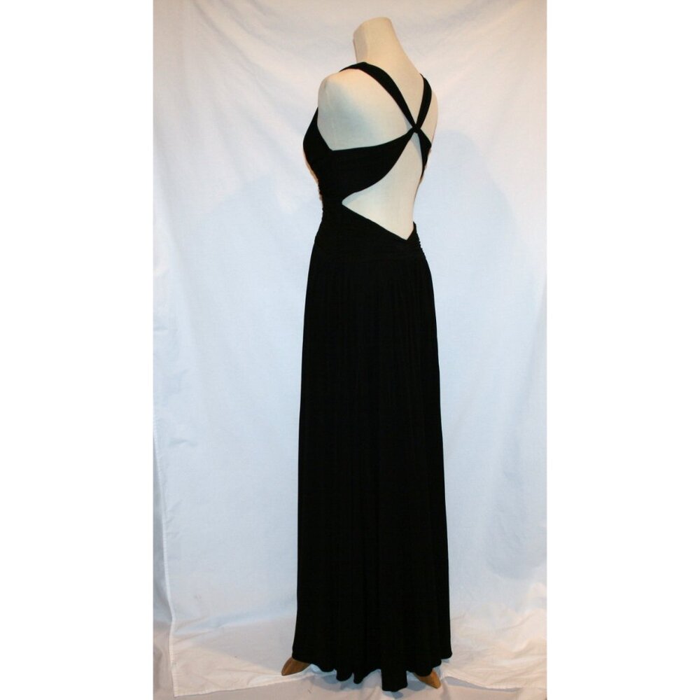 BCBG Maxazria Black Open Cross Back Floor Length Gown Small